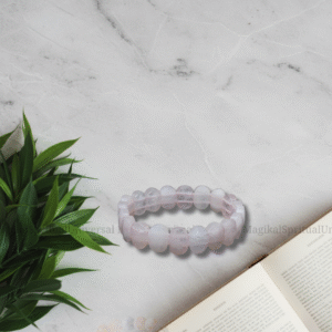 PRIMIUM ROSE QUARTZ WIDE CUT SHAPE FACETED BRACELET