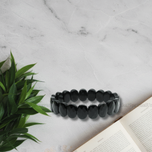 PREMIUM BLACK TOURMALINE WIDE CUT SHAPE FACETED BRACELET