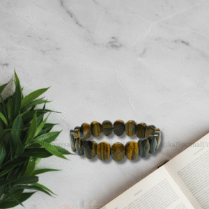 PREMIUM TIGER EYE WIDE CUT SHAPE FACETED BRACELET